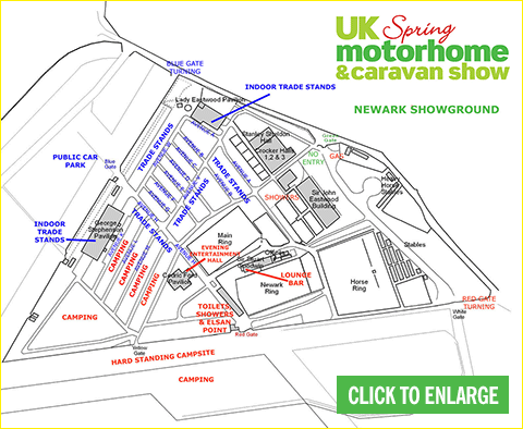 Outdoor plan of the UK Spring Motorhome & Caravan Show